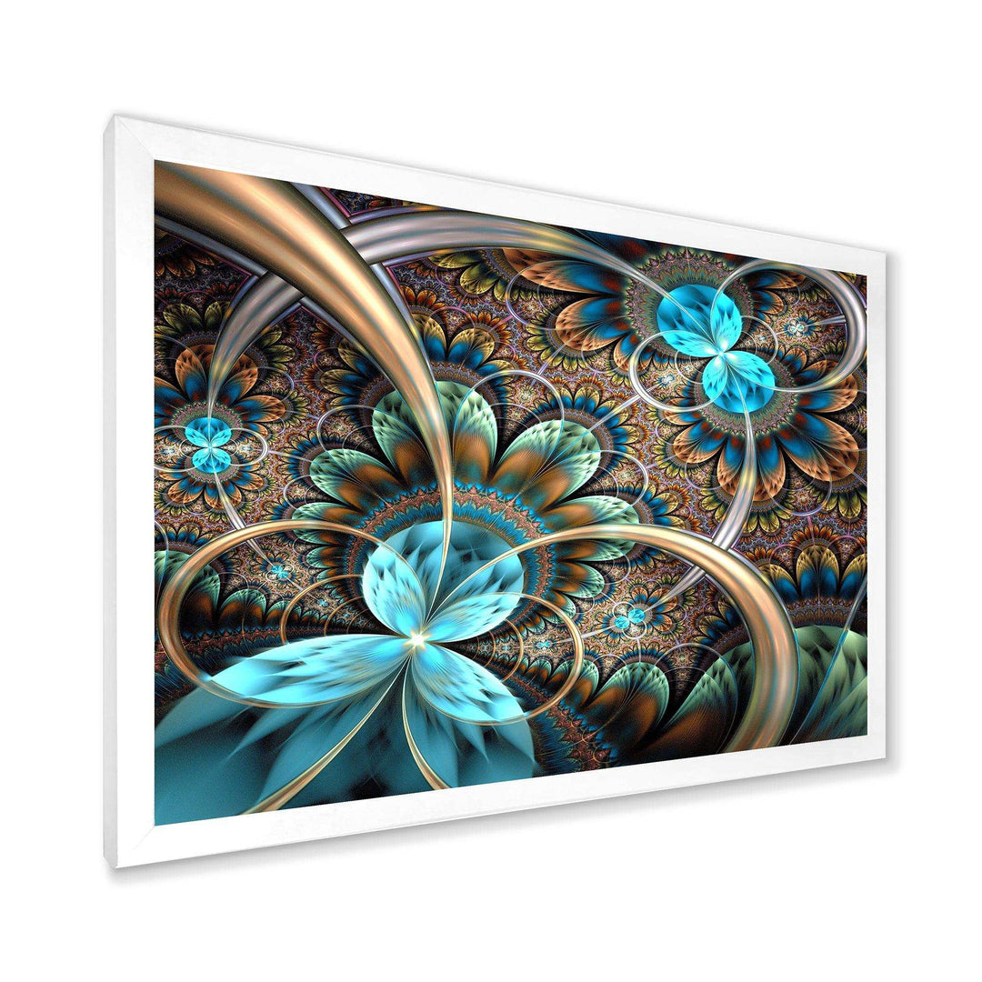 Light Blue Fractal Flower - Modern Bedroom Wall Art