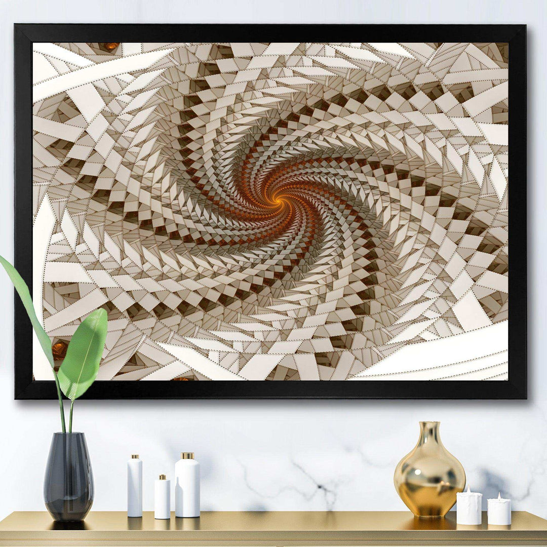 White Fractal Spiral Pattern - Modern Canvas Wall Art