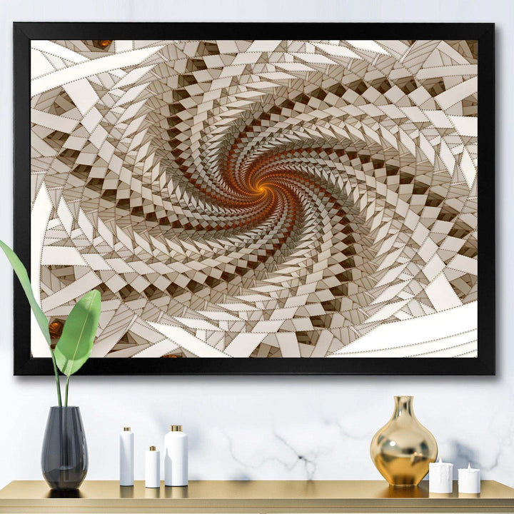 White Fractal Spiral Pattern - Modern Canvas Wall Art