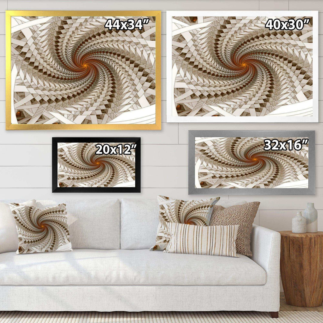 White Fractal Spiral Pattern - Modern Canvas Wall Art