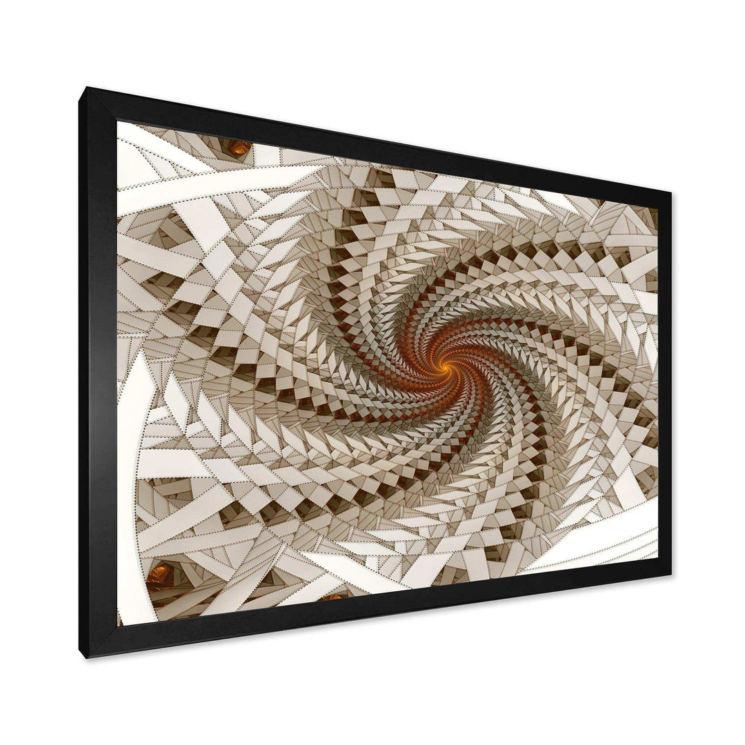 White Fractal Spiral Pattern - Modern Canvas Wall Art