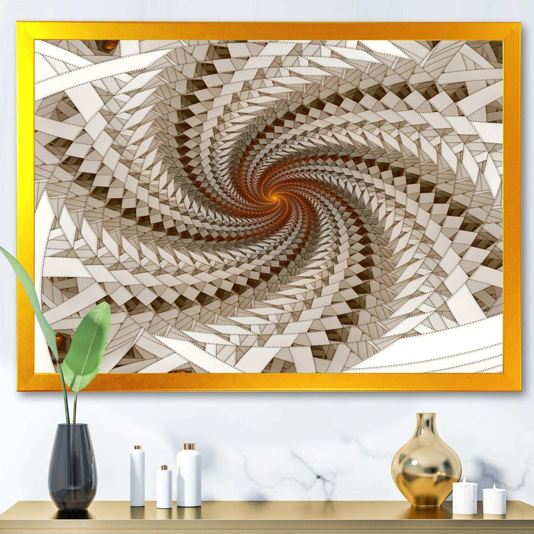 White Fractal Spiral Pattern - Modern Canvas Wall Art
