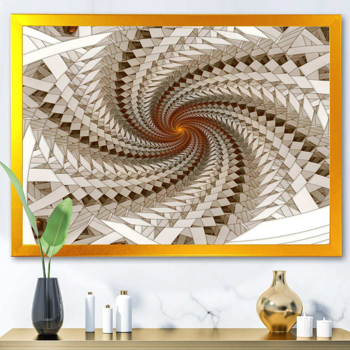 White Fractal Spiral Pattern - Modern Canvas Wall Art