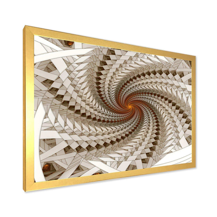 White Fractal Spiral Pattern - Modern Canvas Wall Art