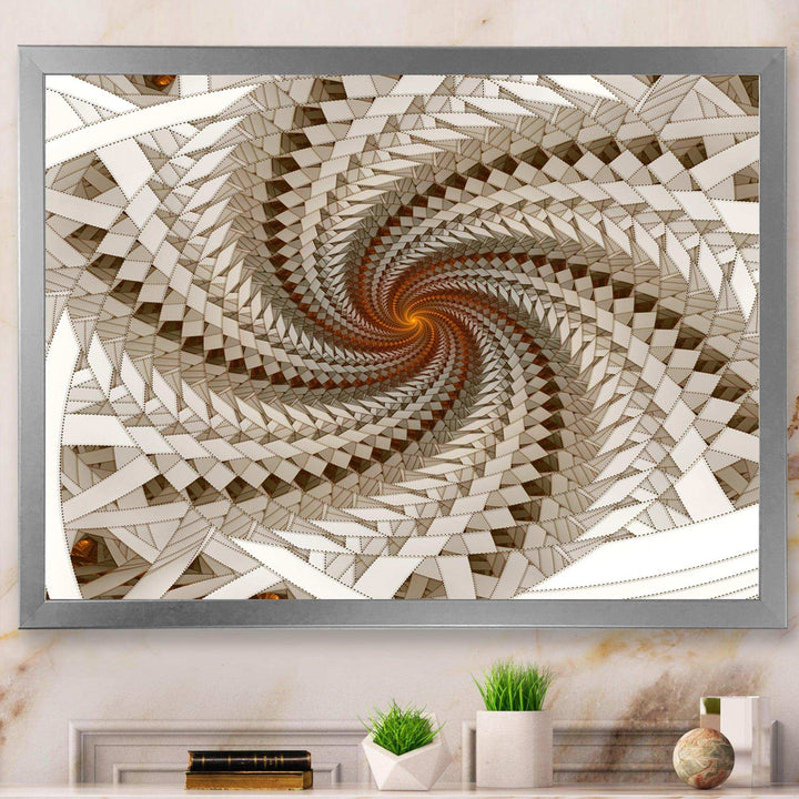 White Fractal Spiral Pattern - Modern Canvas Wall Art