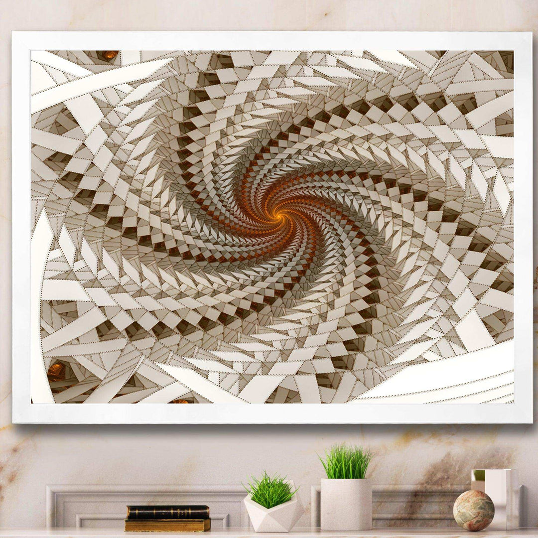 White Fractal Spiral Pattern - Modern Canvas Wall Art