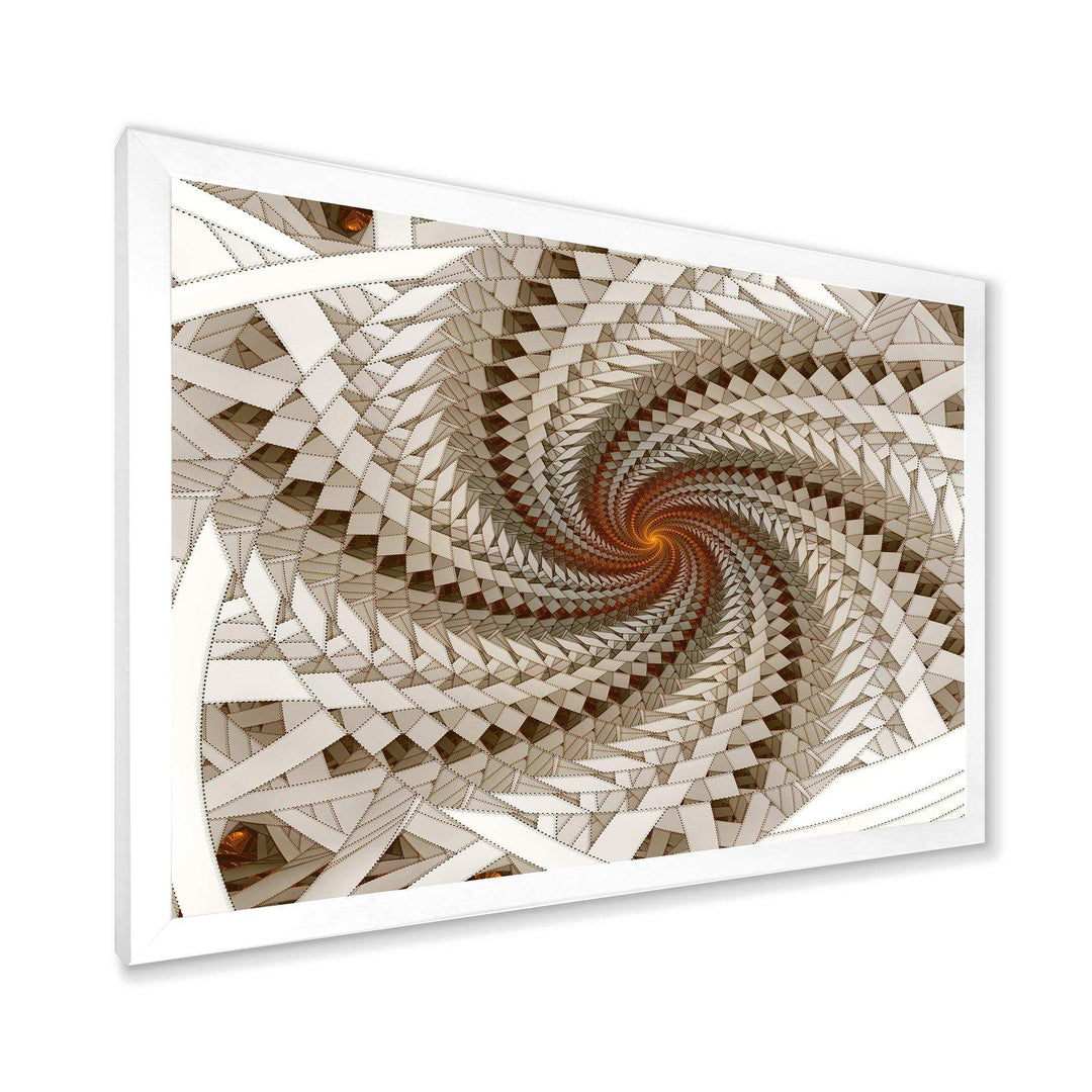 White Fractal Spiral Pattern - Modern Canvas Wall Art