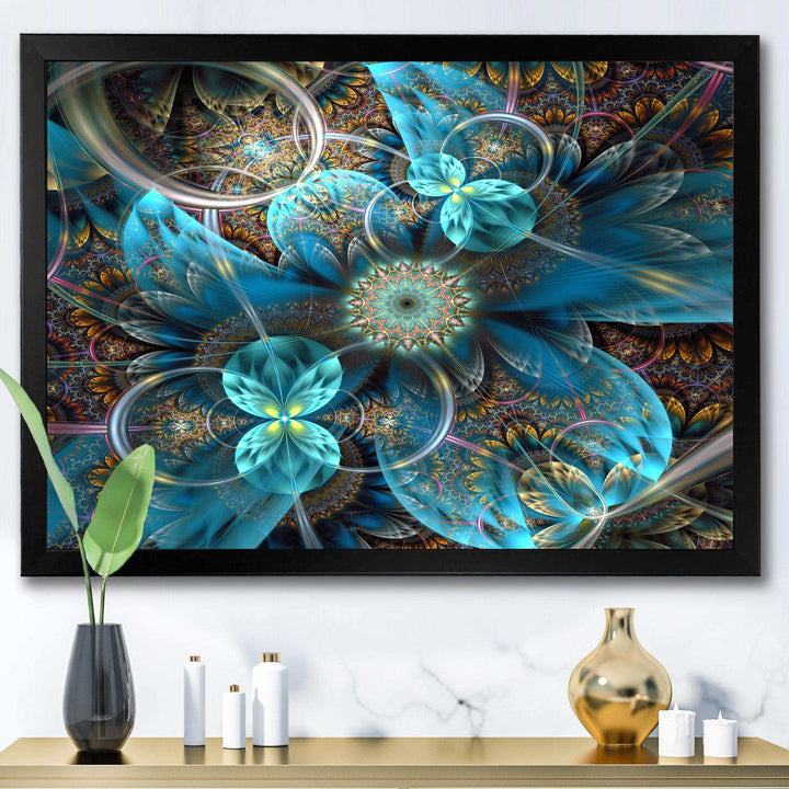 Fractal Blue Flowers - Modern Bedroom Wall Art