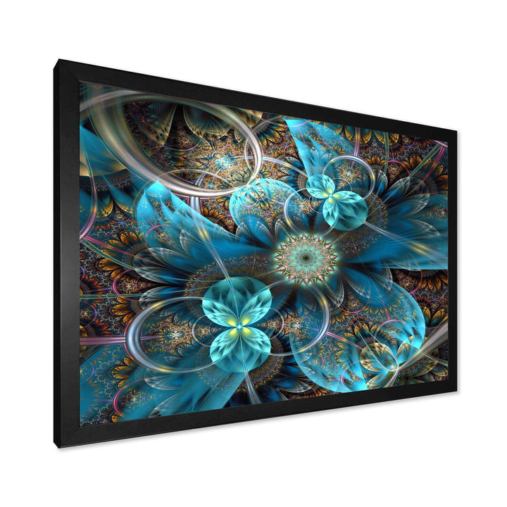 Fractal Blue Flowers - Modern Bedroom Wall Art