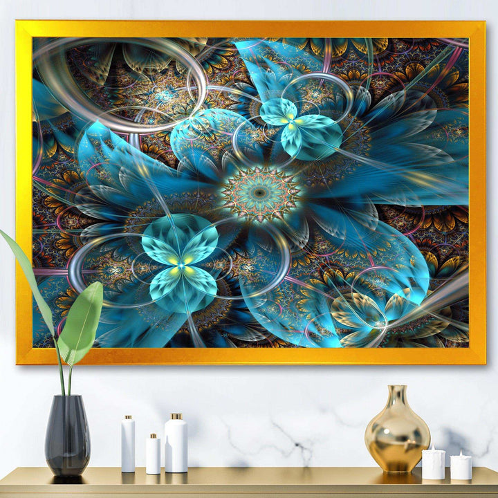 Fractal Blue Flowers - Modern Bedroom Wall Art