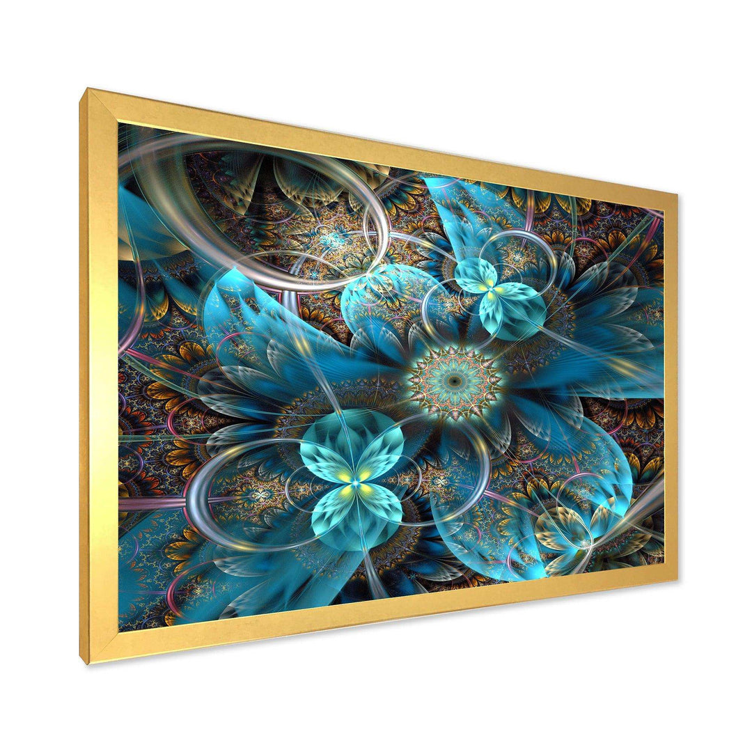 Fractal Blue Flowers - Modern Bedroom Wall Art