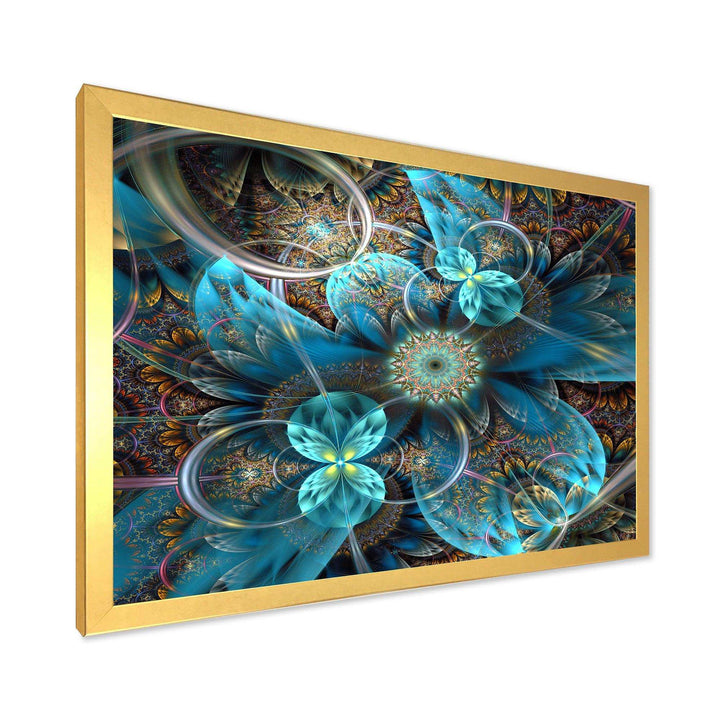 Fractal Blue Flowers - Modern Bedroom Wall Art