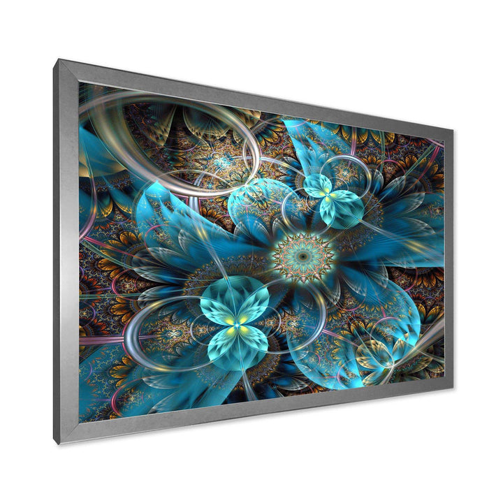 Fractal Blue Flowers - Modern Bedroom Wall Art