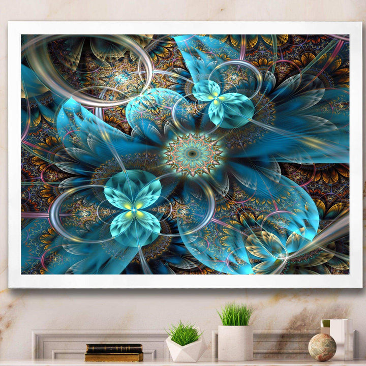 Fractal Blue Flowers - Modern Bedroom Wall Art