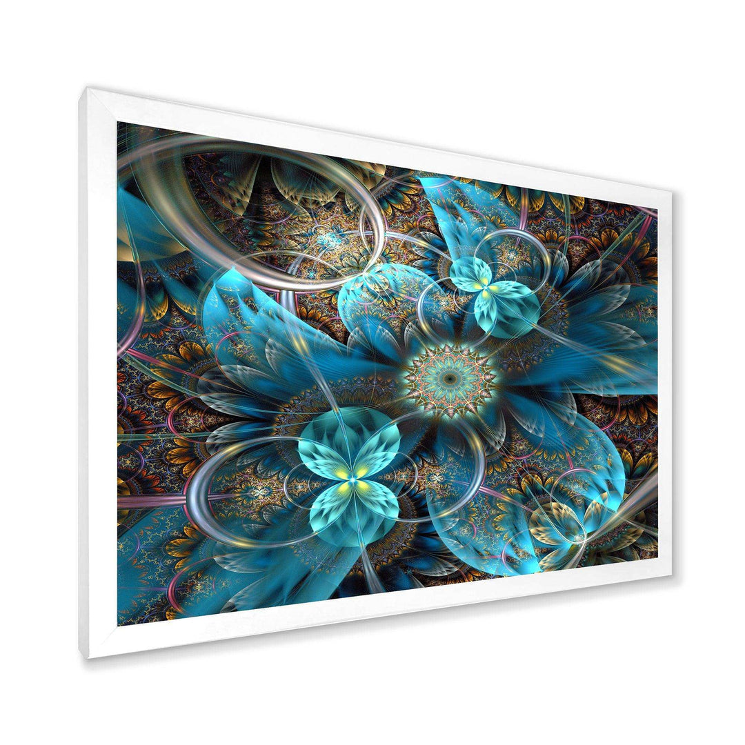 Fractal Blue Flowers - Modern Bedroom Wall Art