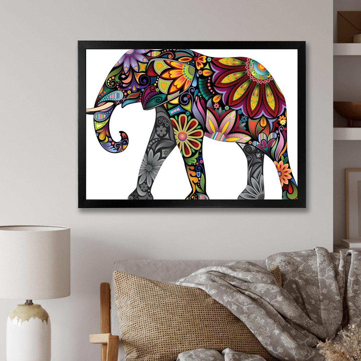 Yellow Cheerful Elephant - Traditional Canvas Wall Art