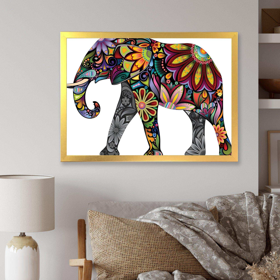 Yellow Cheerful Elephant - Traditional Canvas Wall Art