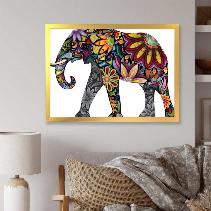 Yellow Cheerful Elephant - Traditional Canvas Wall Art