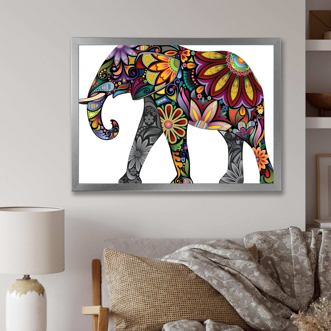 Yellow Cheerful Elephant - Traditional Canvas Wall Art