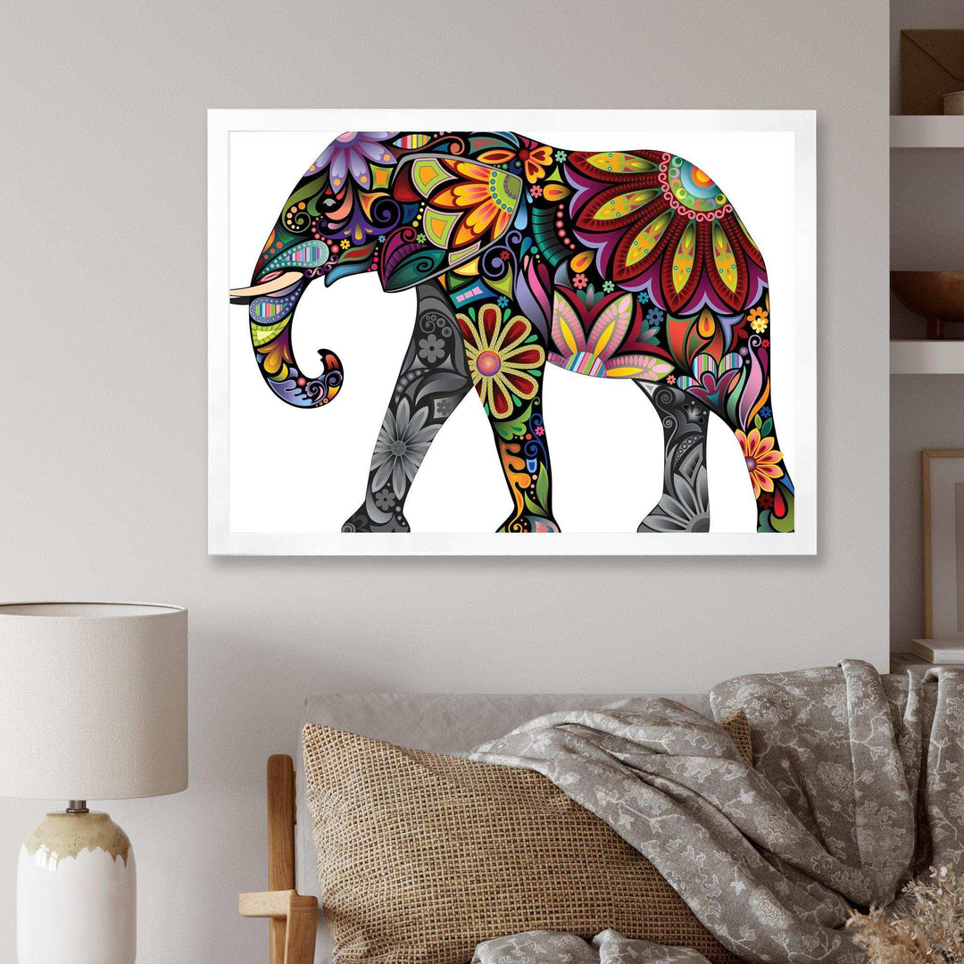 Yellow Cheerful Elephant - Traditional Canvas Wall Art