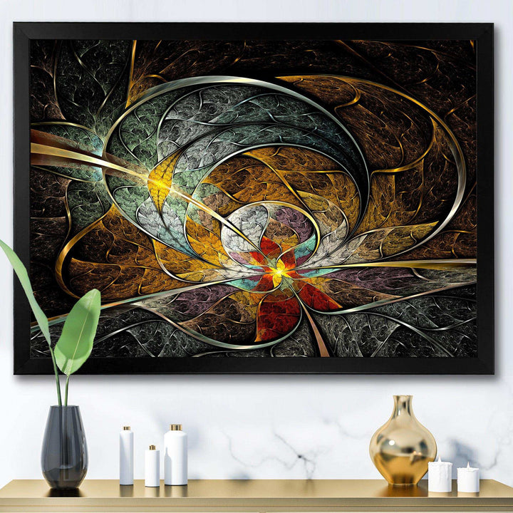 Symmetrical Yellow Digital Art Flower - Modern Wall Art Prints