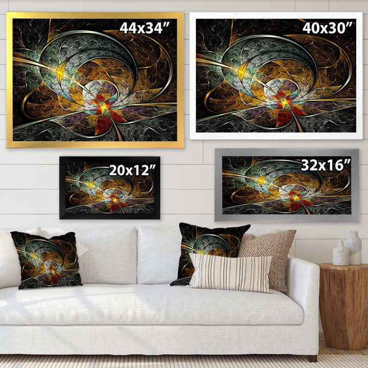 Symmetrical Yellow Digital Art Flower - Modern Wall Art Prints