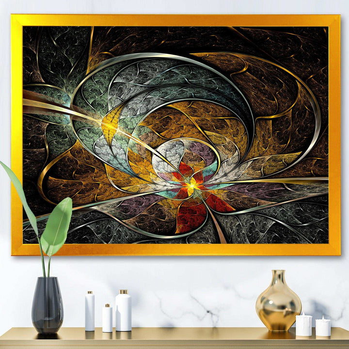 Symmetrical Yellow Digital Art Flower - Modern Wall Art Prints