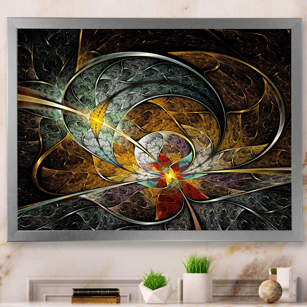 Symmetrical Yellow Digital Art Flower - Modern Wall Art Prints
