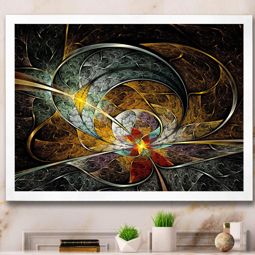 Symmetrical Yellow Digital Art Flower - Modern Wall Art Prints