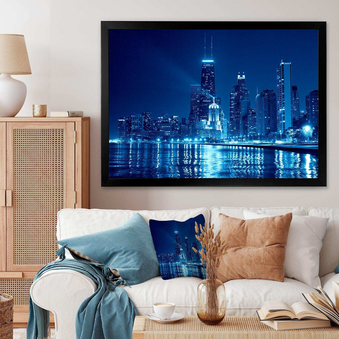 Blue Chicago Skyline Night