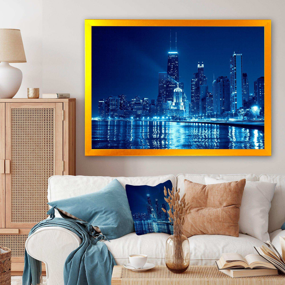 Blue Chicago Skyline Night