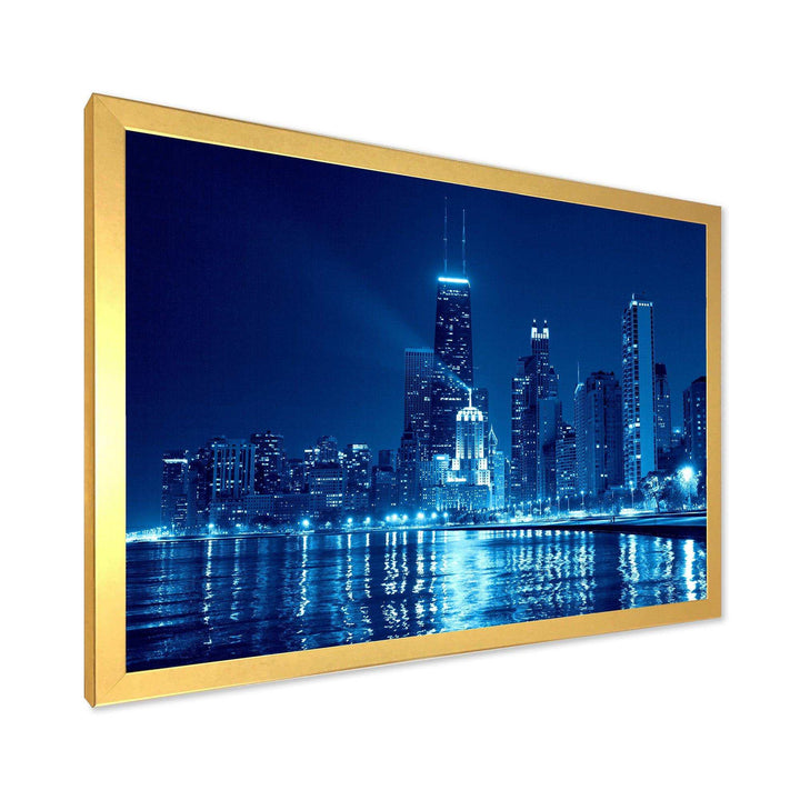 Blue Chicago Skyline Night