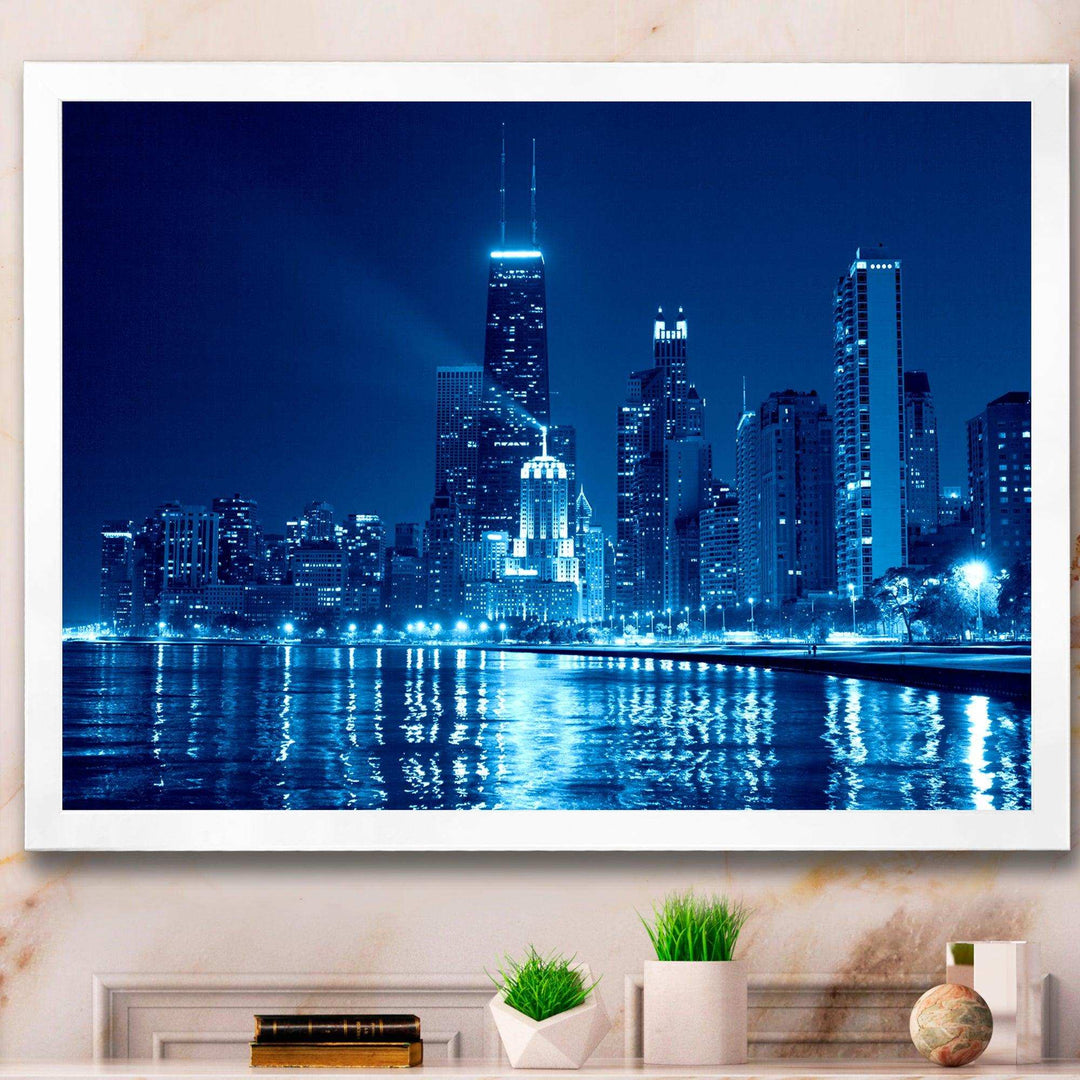Blue Chicago Skyline Night