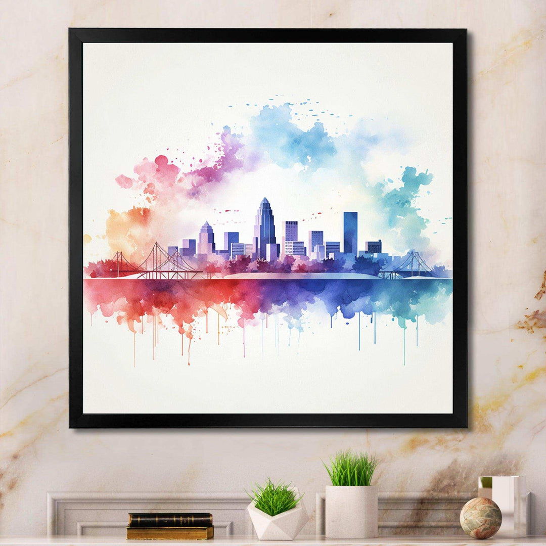 Abstract Sacramento City Skyline Canvas Canvas