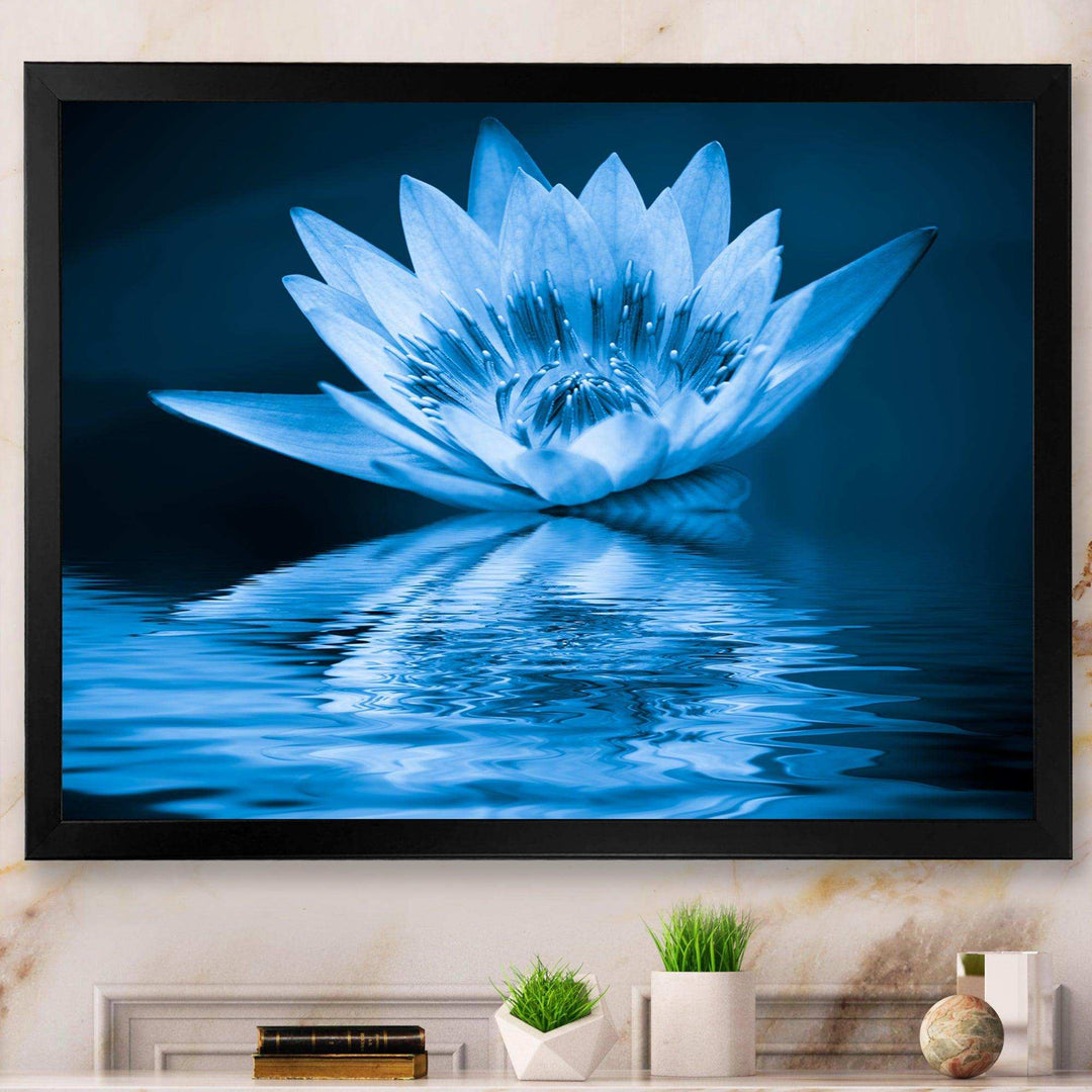Blue Water Lily - Modern Living Room Wall Decor