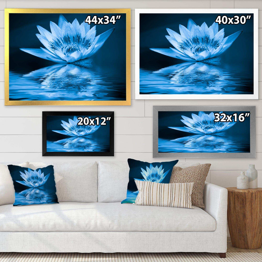 Blue Water Lily - Modern Living Room Wall Decor
