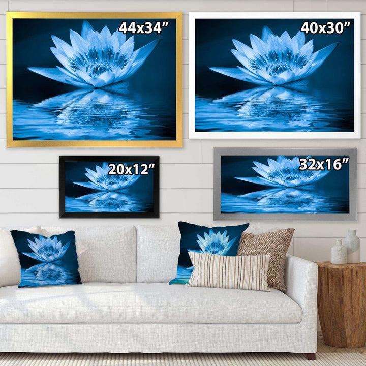 Blue Water Lily - Modern Living Room Wall Decor