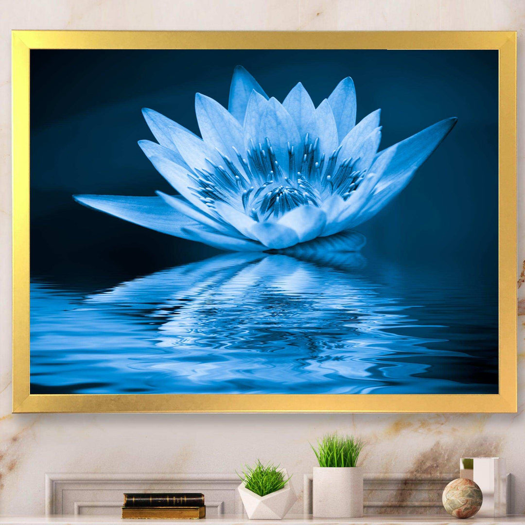 Blue Water Lily - Modern Living Room Wall Decor