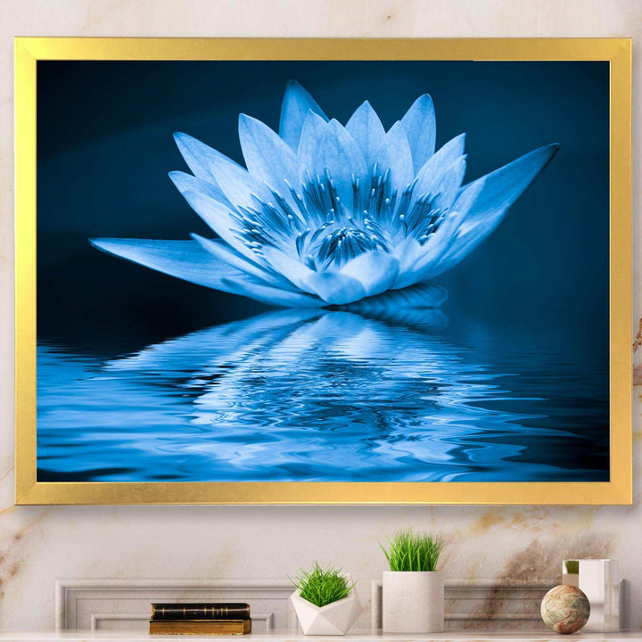 Blue Water Lily - Modern Living Room Wall Decor