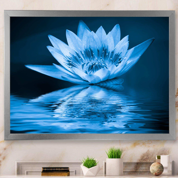 Blue Water Lily - Modern Living Room Wall Decor
