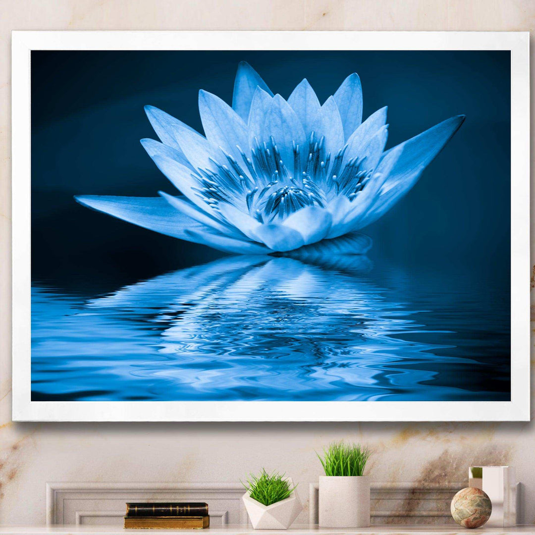 Blue Water Lily - Modern Living Room Wall Decor