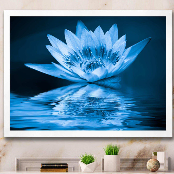 Blue Water Lily - Modern Living Room Wall Decor
