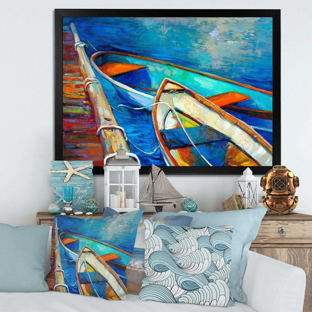 Boats and Pier in Blue Shade