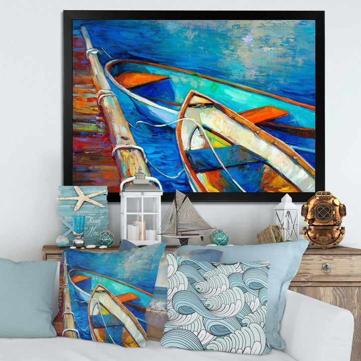 Boats and Pier in Blue Shade