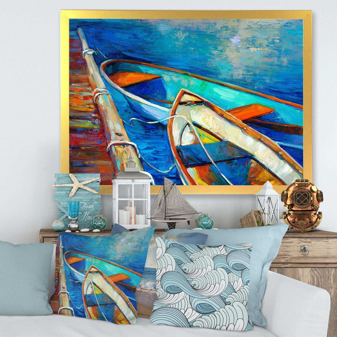 Boats and Pier in Blue Shade
