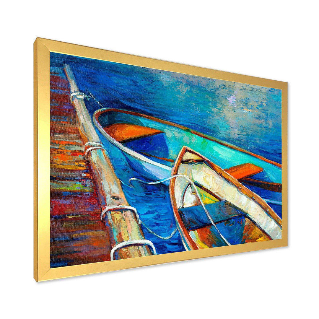 Boats and Pier in Blue Shade