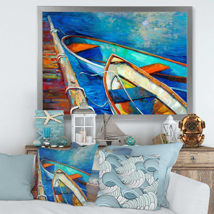 Boats and Pier in Blue Shade