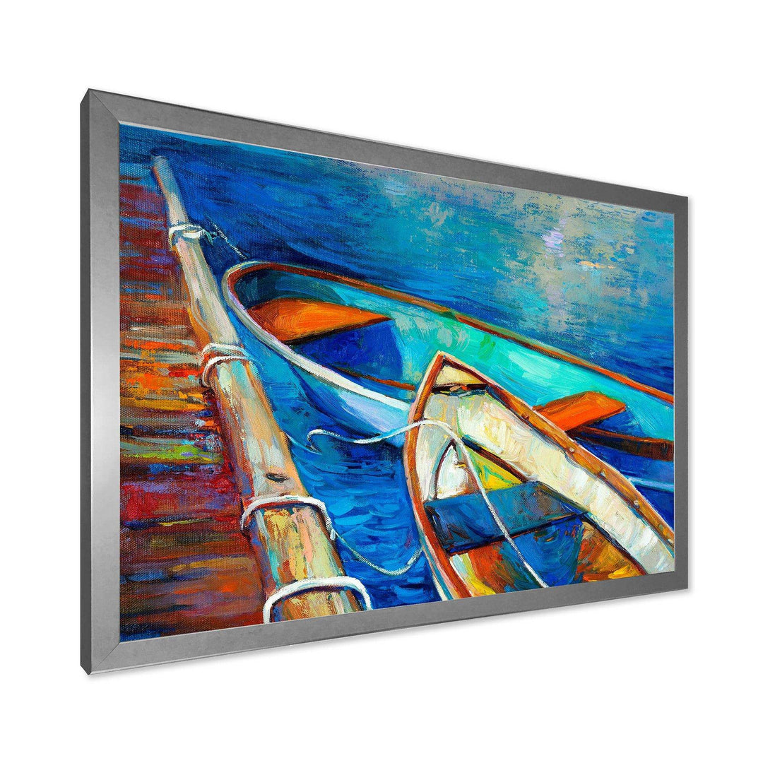 Boats and Pier in Blue Shade