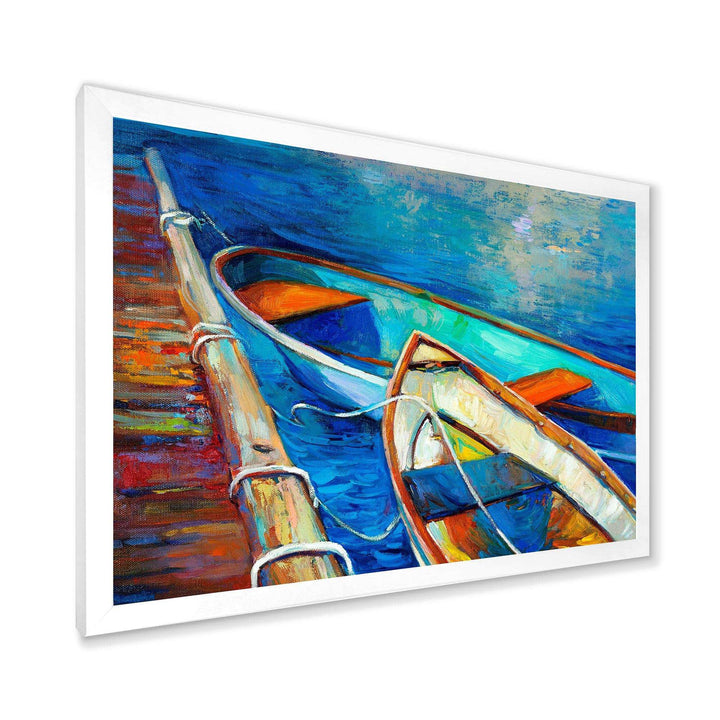Boats and Pier in Blue Shade