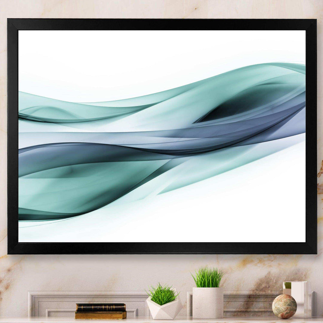 Fractal Lines Grey Blue - Modern Living Room Wall Decor